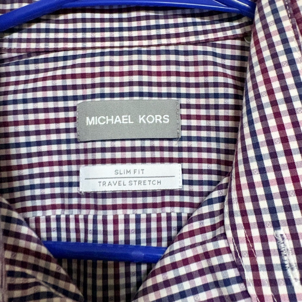 Michael Kors Men's Checkered Shirt - Blue and Red - Picture 2 of 4